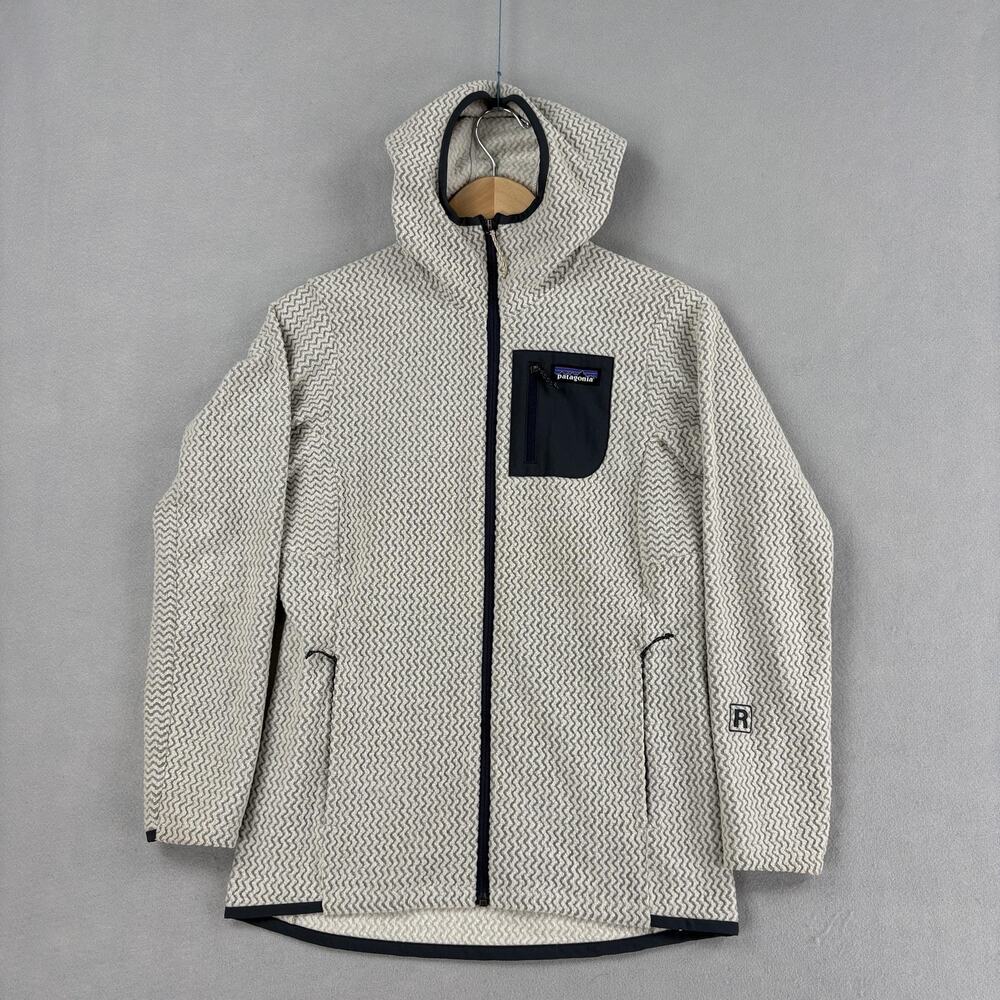 Patagonia Jacket Womens Small White Chevron R1 Air Full Zip Hoody Fleece Outdoor